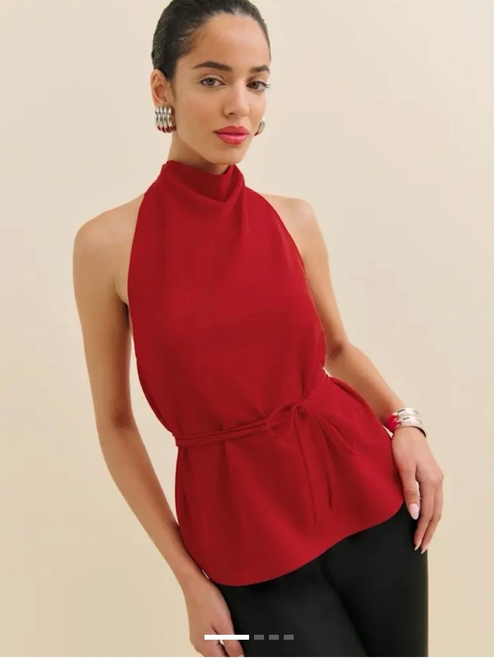 Reformation Red Halter Ketra Knit Top